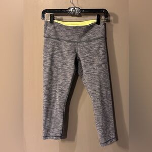 Lululemon Athletica Olive-Heathered Capri Leggings - Heavy Weight Fabric